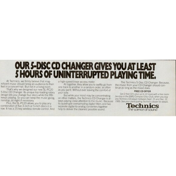1989 Technics 5-Disc CD Changer Vintage Print Ad (L11) - Picture 3 of 3